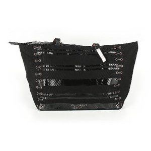 Victoria's Secret Black Whipstitch Graphic Tote/Weekender